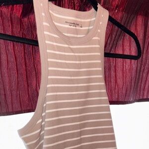 Abercrombie & Fitch Tan and White Striped Bodysuit